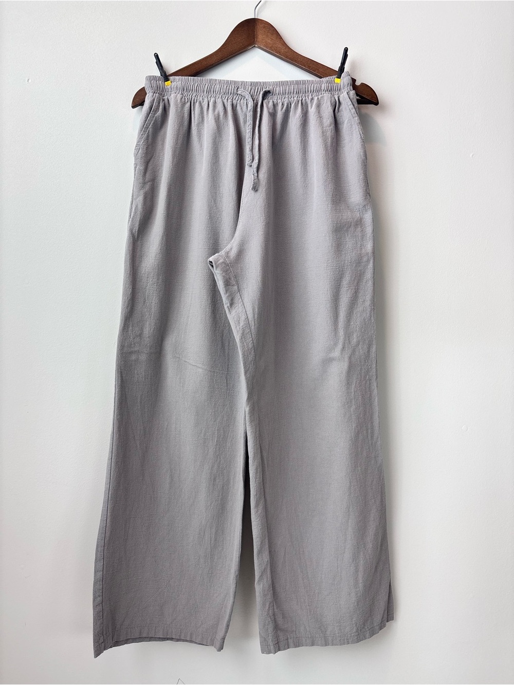 Wide-Leg Drawstring Pants for Women - Light Gray